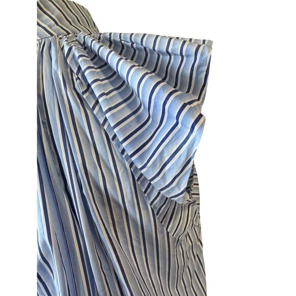 Victoria Beckham Striped Mock Neck Blouse size 4 summer ruffle sleeve - Picture 7 of 10